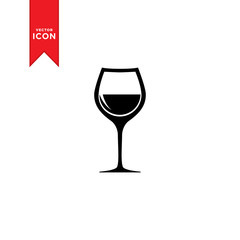 Wine glass icon vector. Wine glass logo illustration. Flat design style on white background.