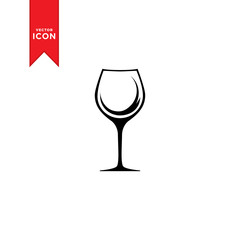 Wine glass icon vector. Wine glass logo illustration. Flat design style on white background.