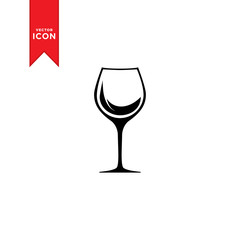 Wine glass icon vector. Wine glass logo illustration. Flat design style on white background.