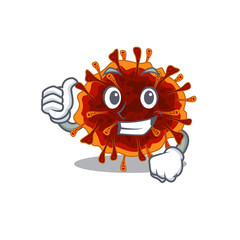 Cool delta coronavirus cartoon design style making Thumbs up gesture