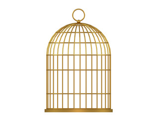 3d illustration. Metal birdcage isolated on white background.