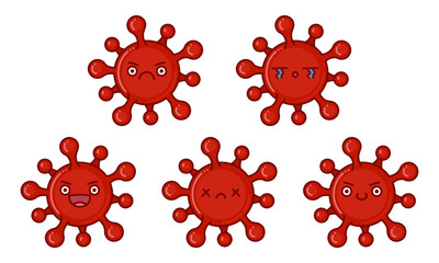 Set of corona virus emoticons cartoons