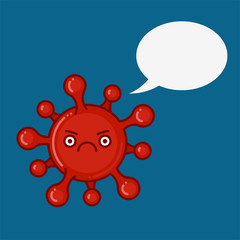 corona virus cartoon with speech bubble