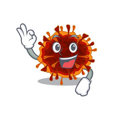 delta coronavirus cartoon character design style making an Okay gesture