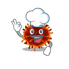 Cute delta coronavirus cartoon character wearing white chef hat