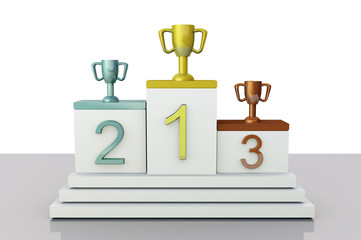 3d illustration. Winners podium Isolated on a white background.
