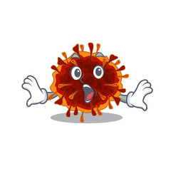 A cartoon character of delta coronavirus making a surprised gesture
