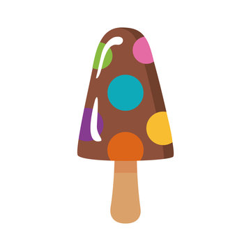 delicious ice cream in stick with points flat style