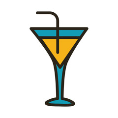 cocktail cup line and fill style icon