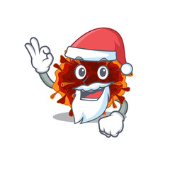 Delta coronavirus in Santa cartoon character design showing ok finger