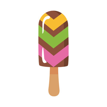 delicious ice cream in stick with various flavors flat style