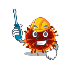 Naklejka premium Smart automotive delta coronavirus presented in cartoon character design