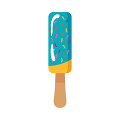delicious ice cream in stick with two flavors flat style