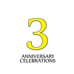 3 Year Anniversary CELEBRATIONS Vector Template Design Illustration