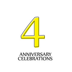 Obraz premium 4 Year Anniversary CELEBRATIONS Vector Template Design Illustration