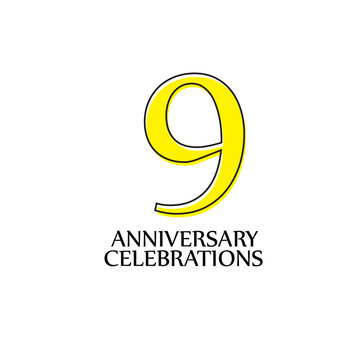 9 Year Anniversary CELEBRATIONS Vector Template Design Illustration