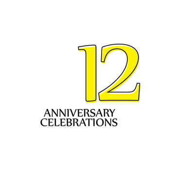 12 Year Anniversary CELEBRATIONS Vector Template Design Illustration