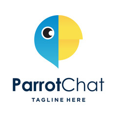 Flat parrot  chat vector logo illustration.Premium quality.
