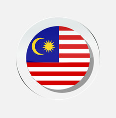 Malaysian country flag circle icon with white background