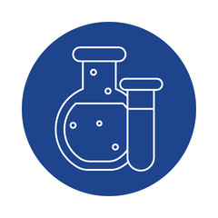 chemical laboratory test tubes, line block style icon
