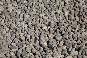 The texture of gravel is horizontal. For road construction.