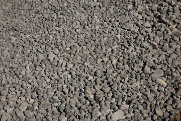 The texture of gravel is horizontal. For road construction.