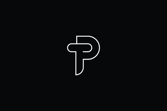 Minimal elegant monogram art logo. Outstanding professional trendy awesome artistic P PT TP initial based Alphabet icon logo. Premium Business logo White color on black background