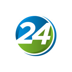 Number 24 inside round vector for element design