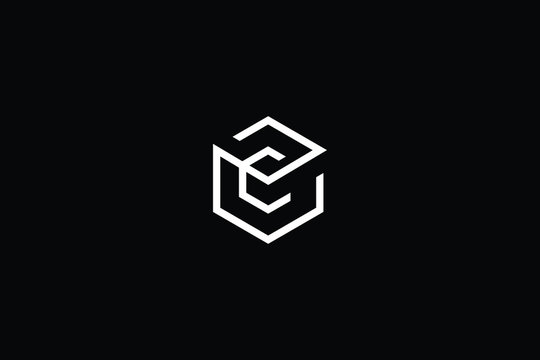 Minimal elegant monogram art logo. Outstanding professional trendy awesome artistic ZC CZ ZE EZ initial based Alphabet icon logo. Premium Business logo White color on black background