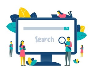 Search theme. People browsing internet through display