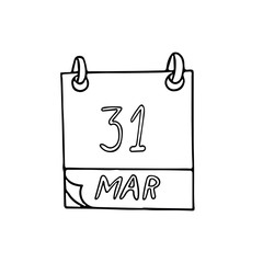calendar hand drawn in doodle style. March 31. World Backup Day, date. icon, sticker, element