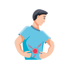 man with body pain on white background