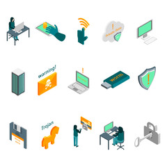 Hacker Attack Concept Icon Set 3d Isometric View. Vector © bigmouse108