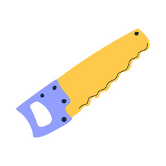 Pruning saw for garden, farm or home working. Flat hand drawn vector illustration. 