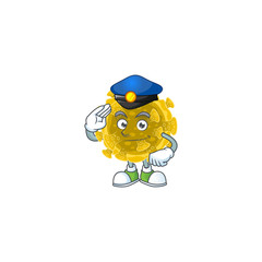 A cartoon of infectious coronavirus dressed as a Police officer