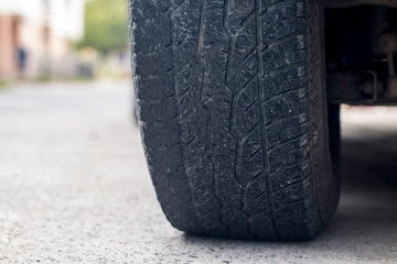 deteriorate tire car close up view © Eaknarin
