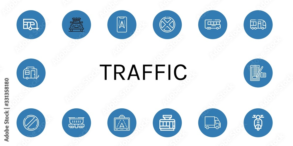 Poster traffic simple icons set