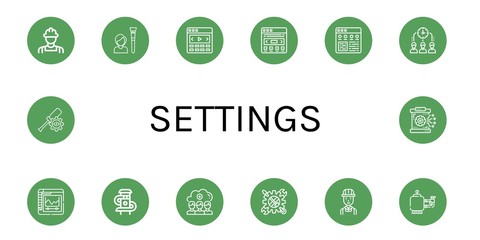 settings simple icons set