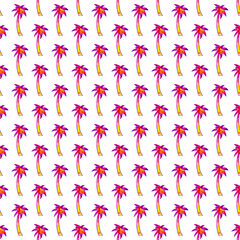 80s-90s style palm seamless pattern for fashion. watercolor hand drawn style isolated on white