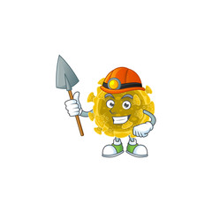 Cool miner worker of infectious coronavirus cartoon design concept
