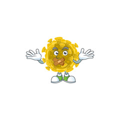 Infectious coronavirus cartoon character design concept showing silent gesture