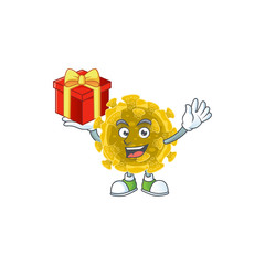 A mascot design style of infectious coronavirus showing crazy face
