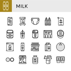 milk simple icons set