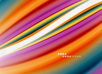 Wave lines abstract background, smooth silk design with rainbow style colors. Liquid fluid color waves. Vector Illustration