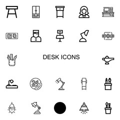Editable 22 desk icons for web and mobile