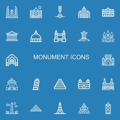 Editable 22 monument icons for web and mobile