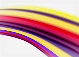 Wave lines abstract background, smooth silk design with rainbow style colors. Liquid fluid color waves. Vector Illustration