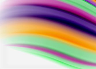 Wave lines abstract background, smooth silk design with rainbow style colors. Liquid fluid color waves. Vector Illustration