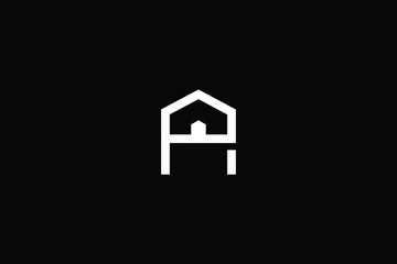 Logo design of A R in vector for construction, home, real estate, building, property. Minimal awesome trendy professional logo design template on black background.