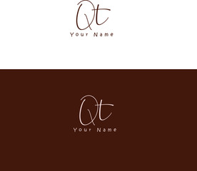 Q T QT Initial letter handwriting and signature logo.	
